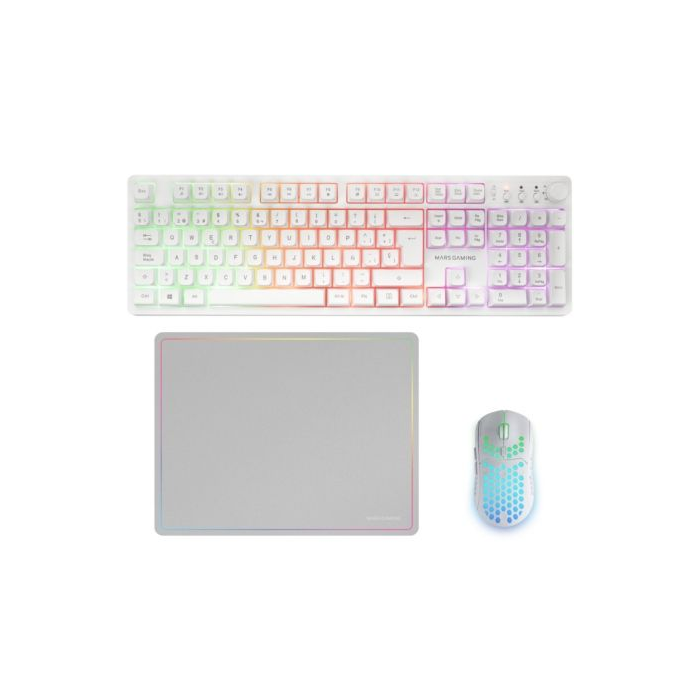 Mars Gaming MCPWX MCPWXWES Pack Gaming 3 en 1 Inalámbrico FRGB Teclado + Ratón 3200 DPI + Alfombrilla - Multiplataforma