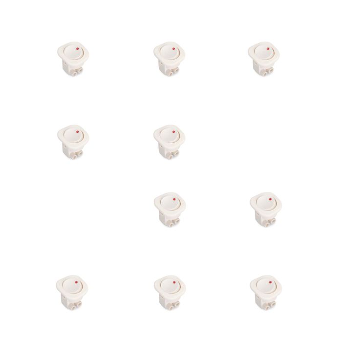 Emuca Lote de 10 interruptores para empotrar D21x21, Plástico, Blanco 0 Emuca Lote de 10 interruptores para empotrar D21x21, Plástico, Blanco 0