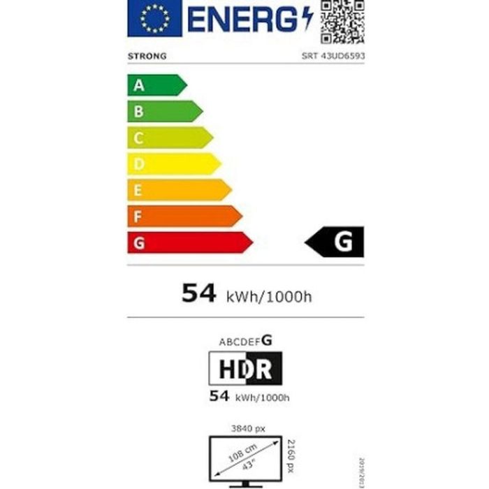 Strong 43UD6593 Televisor 109,2 cm (43") 4K Ultra HD Smart TV Wifi Plata 250 cd / m² 1