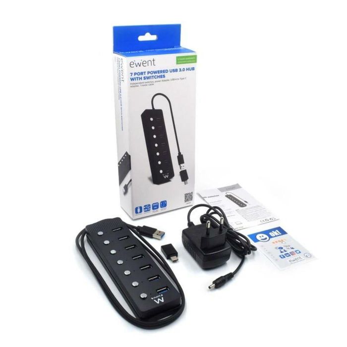 Hub USB Ewent EW1147 Negro 1