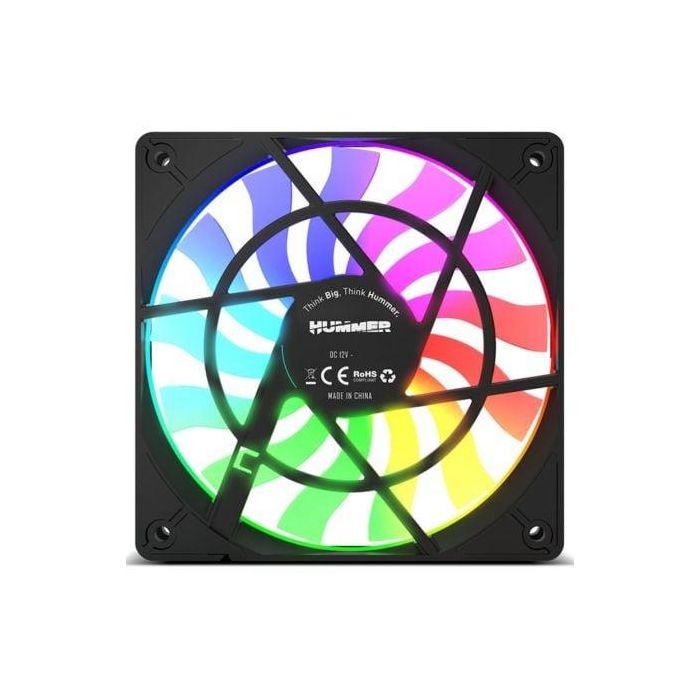 Nox NXHUMMERSLIMFAN Ventilador PC 120mm ARGB Slim Fan - Diseño Ultra Fino 15mm y Silencioso con Rodamiento Hidráulico 3