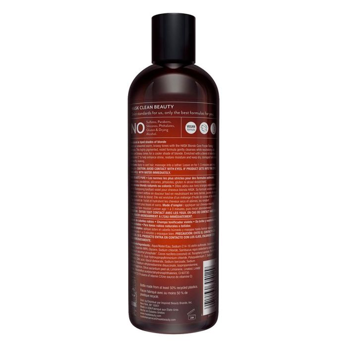Hask BLONDE CARE purple toning shampoo Champú Tonificante para Cabello Rubio con Aceite de Saúco y Vitamina C, 355 ml 1 Hask BLONDE CARE purple toning shampoo Champú Tonificante para Cabello Rubio con Aceite de Saúco y Vitamina C, 355 ml 1