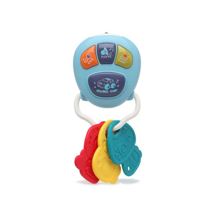 KioKids Llavero De Coche Musical para Bebé +6 Meses - Mordedor con Melodías, Sonidos Realistas y Texturas Variadas en Color Azul