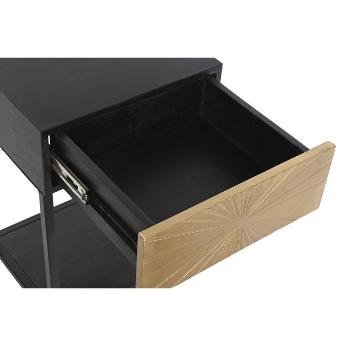 Mesita de Noche DKD Home Decor Dorado 35 x 40 x 55 cm Negro Metal Madera 3