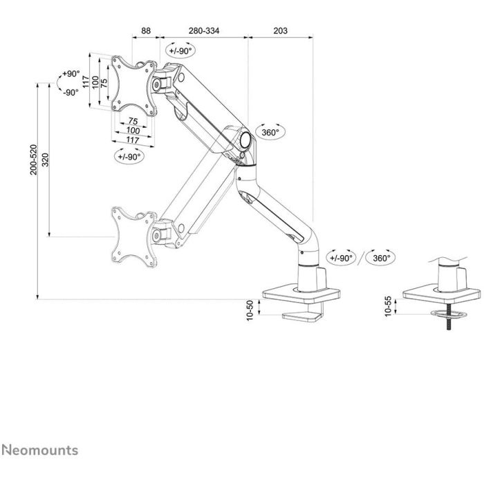 Neomounts DS70S-950BL1 Soporte de mesa totalmente móvil para pantallas de 17-49" - Negro 11