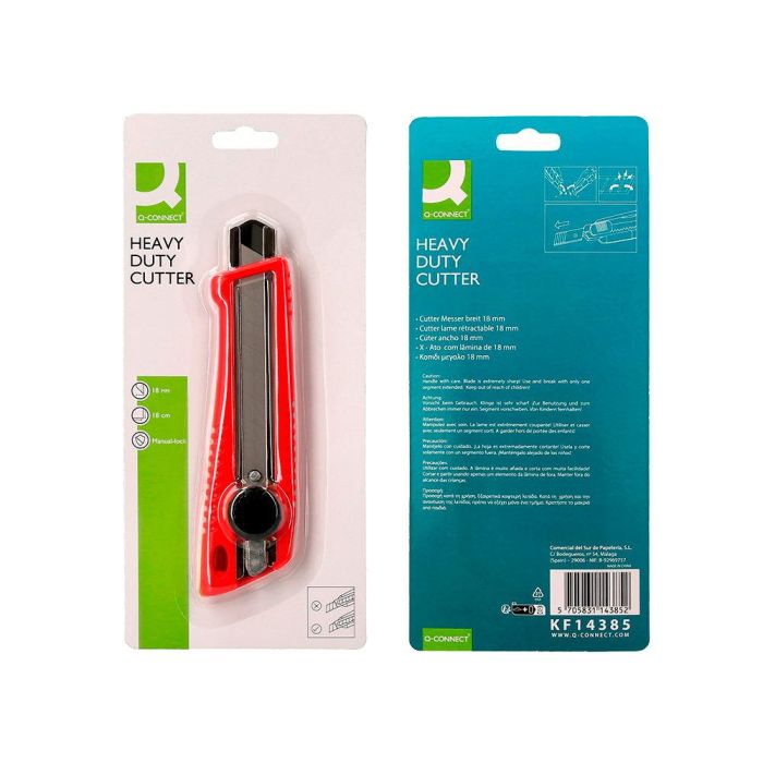 Cuter Q-Connect Plastico Ancho Bloqueo De La Hoja Por Rueda Guia Metalica Para La Cuchilla 18 mm Xd-190 Blister 1 Unida 7