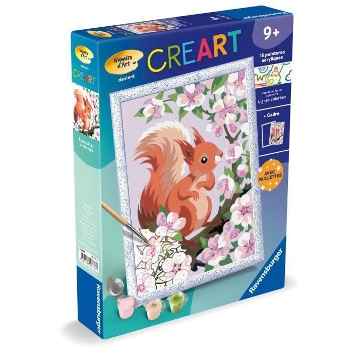 CreArt Kids - Ardilla en primavera (18 x 24 cm), kit para pintar por números, a partir de 9 años, 25837, Ravensburger 5 CreArt Kids - Ardilla en primavera (18 x 24 cm), kit para pintar por números, a partir de 9 años, 25837, Ravensburger 5