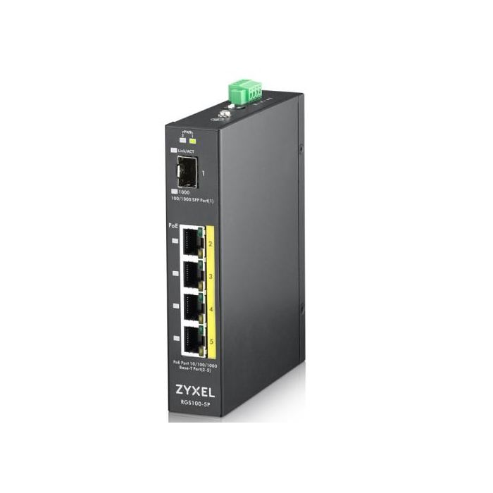 Zyxel RGS100-5P No administrado L2 Gigabit Ethernet (10/100/1000) Energía sobre Ethernet (PoE) Negro Zyxel RGS100-5P No administrado L2 Gigabit Ethernet (10/100/1000) Energía sobre Ethernet (PoE) Negro