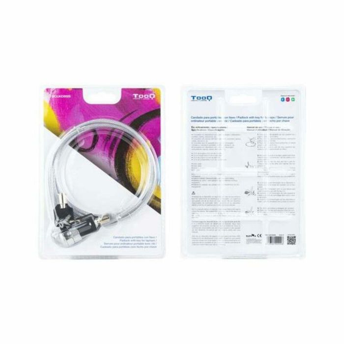 TOOQ Cable de seguridad T-LOCK con llave para portatiles 1.5 metros