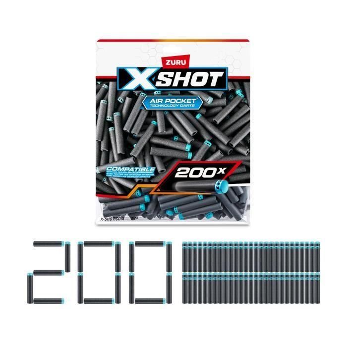 ZURU ZUR1722850134854 Recambios de Dardos X-SHOT Excel Pack 200 Tecnología Air Pocket Compatibilidad Universal