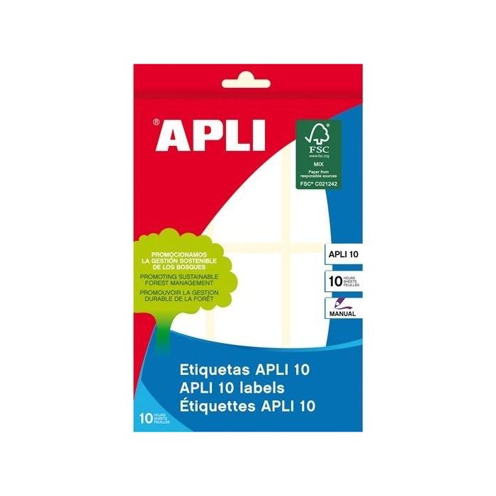 Apli Etiquetas Adhesivas 34x82 mm Escritura Manual C-Romos 6 X 10H Blanco