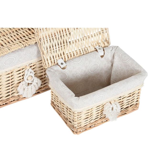 DKD Home Decor Cesta Boho Natural Mimbre/Poliéster Set de 2 - 26 x 25 x 36 cm 1