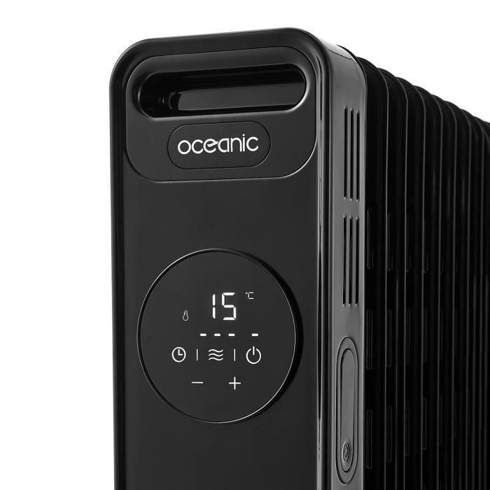Radiador eléctrico baño de aceite 2500W OCEANIC - 3 potencias - Termostato electrónico - Mando a distancia - Móvil - Negro 1 Radiador eléctrico baño de aceite 2500W OCEANIC - 3 potencias - Termostato electrónico - Mando a distancia - Móvil - Negro 1