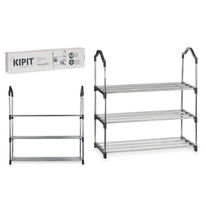 Zapatero Kipit 3 Alturas 4 Barras Estantes Negro 14.5x60x38.5 cm (6 Unidades) Zapatero Kipit 3 Alturas 4 Barras Estantes Negro 14.5x60x38.5 cm (6 Unidades)