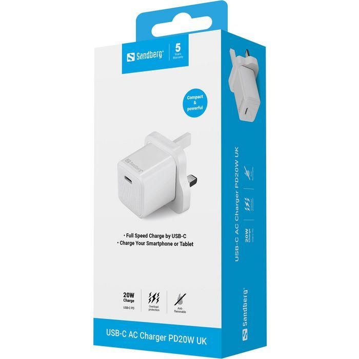 Sandberg USB-C AC Charger PD20W UK 3 Sandberg USB-C AC Charger PD20W UK 3