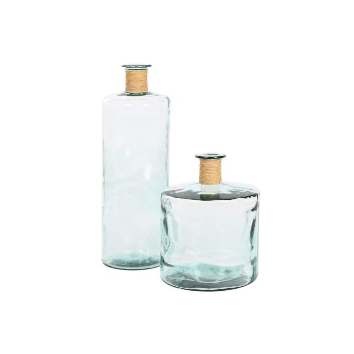 Jarrón Home ESPRIT Transparente Junco Cristal reciclado Natural 35 x 35 x 45 cm 3 Jarrón Home ESPRIT Transparente Junco Cristal reciclado Natural 35 x 35 x 45 cm 3