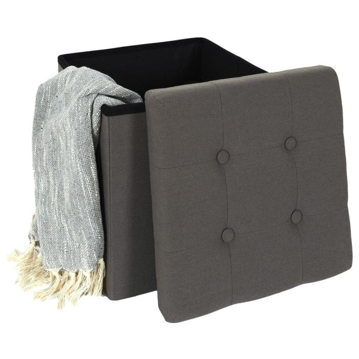 Home Deco Factory Caja-Puf Plegable Eleonor Gris con Almacenamiento 38x38x38 cm 5