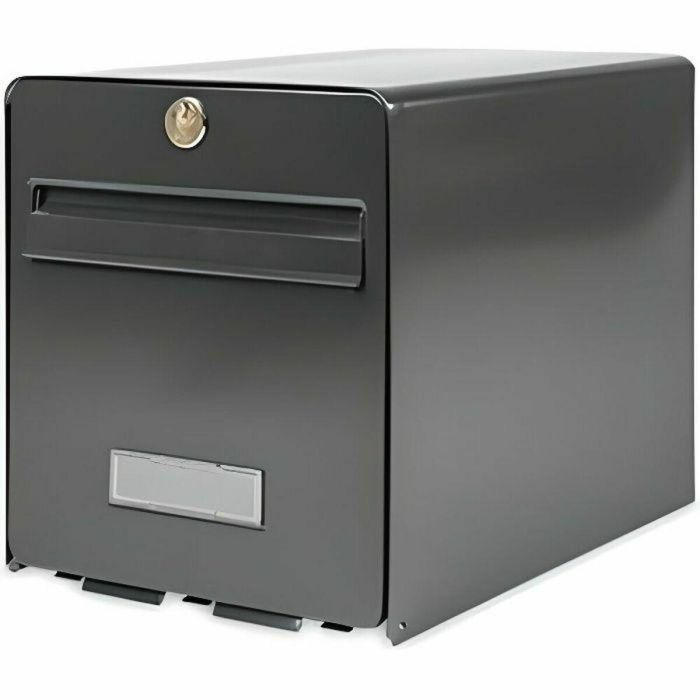 Burg Wachter Buzón de acero galvanizado prelacado Gris - 1 puerta, antirrobo hasta 15 kg, con portaetiquetas anti UV y apertura vertical