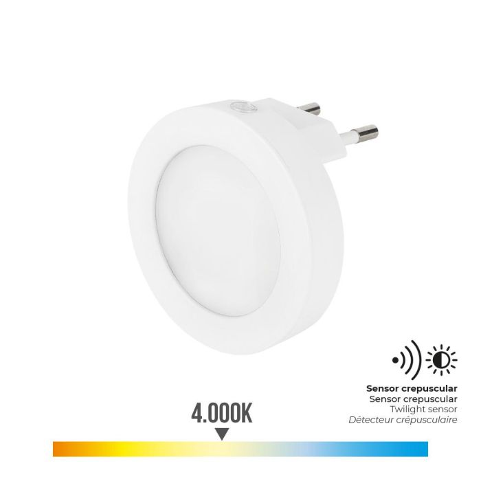 Edm Piloto de Noche LED Redondo 0,5W 5LM 4000K con Sensor Crepuscular, Ø6,5x5,3cm 0 Edm Piloto de Noche LED Redondo 0,5W 5LM 4000K con Sensor Crepuscular, Ø6,5x5,3cm 0