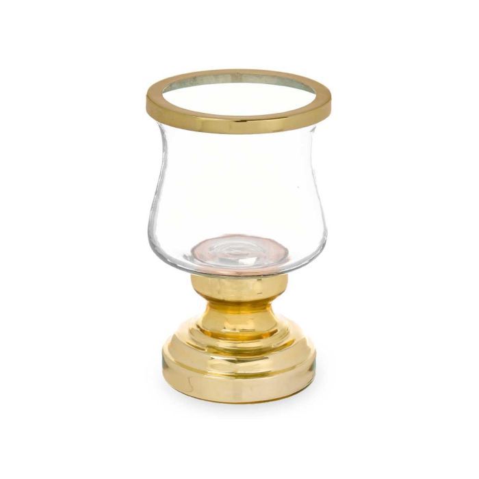 Portavela Copa Dorada Giftdecor - Cristal y Acero, Oro - 12x19.5x12 cm (6 Unidades) 1