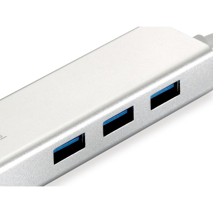 LevelOne USB-0503 Adaptador USB 3.0 a RJ45 Gigabit Ethernet con 3 Puertos USB 3.0 Hub, Plata/Blanco 4