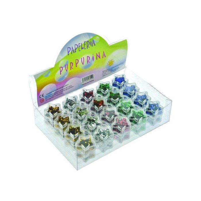 Purpurina Abaco Metalizada Estrellas (Bote) 5 Colores Expositor De 40
