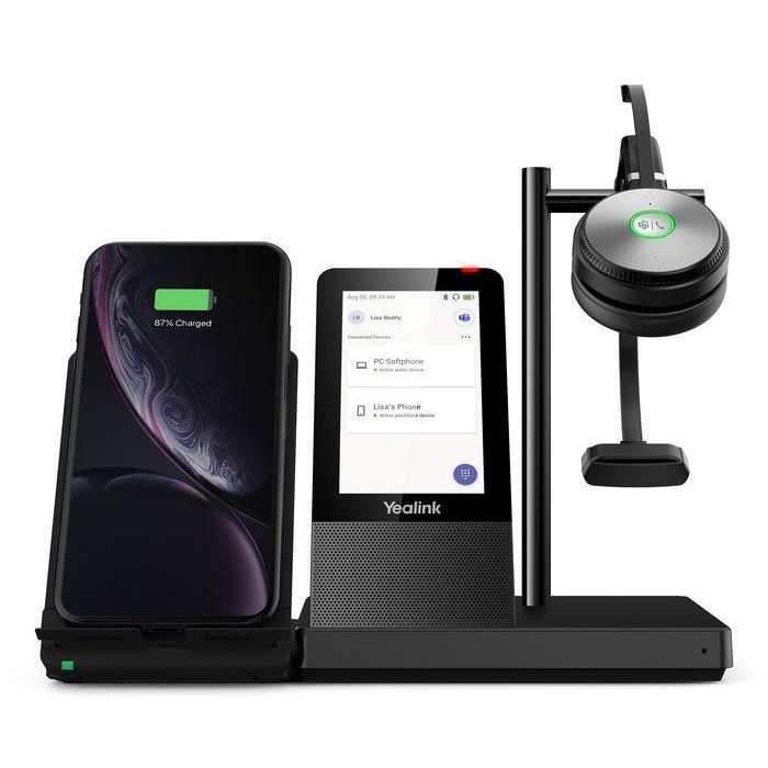 Yealink WH66 Mono Teams - Auriculares Inalámbricos DECT UC Workstation con Pantalla Táctil, Conectividad Multi-dispositivo y Tecnología Acoustic Shield para Microsoft Teams