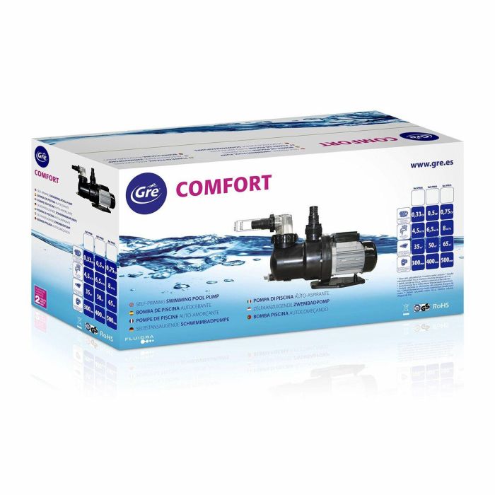 GRE PP052 Bomba centrífuga autoaspirante 0,50 HP con prefiltro incorporado y tapa transparente 2