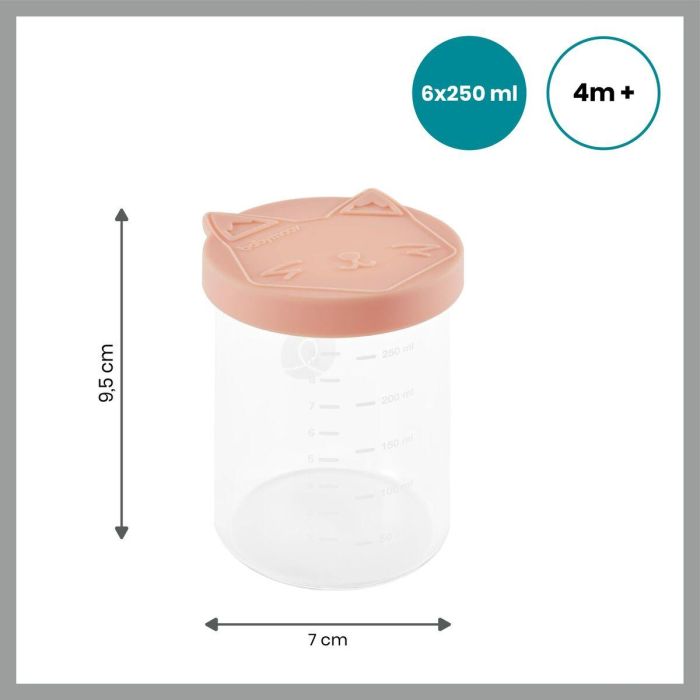 Babymoov Isy Bowls 6 macetas de conservación de vidrio de borosilicato - Graduados 250 ml 1