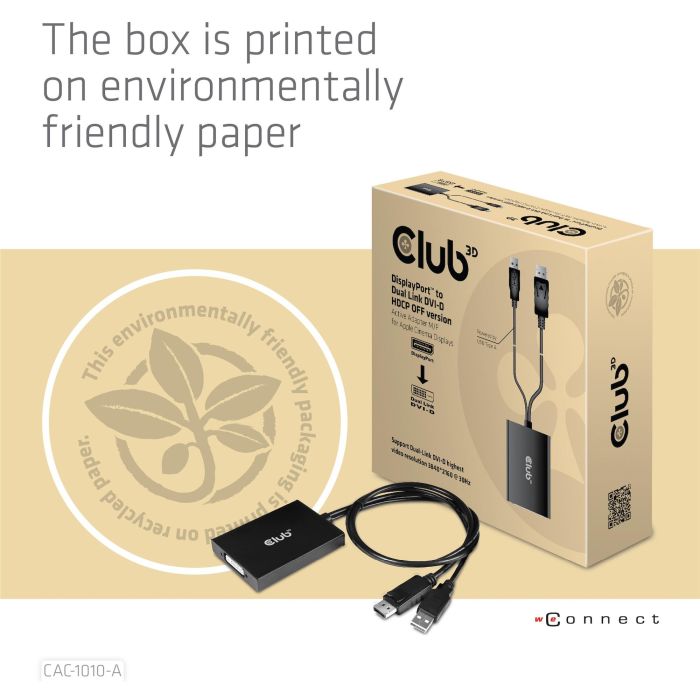 Club3D CAC-1010-A - Adaptador DisplayPort a DVI-D activo 0.6m con USB y soporte para Apple Cinema Displays 2