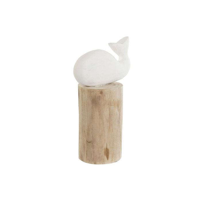 Figura Decorativa Home ESPRIT Blanco Natural Ballena Mediterráneo 17 x 10 x 28 cm