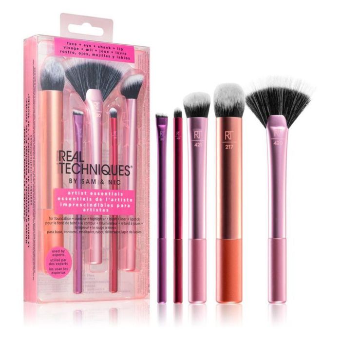 Real Techniques ARTIST ESSENTIALS LOTE Set de Maquillaje para Mujer con 5 Piezas, Incluye Brochas para Ojos, Labios y Rostro, Ideal para Resultados Profesionales