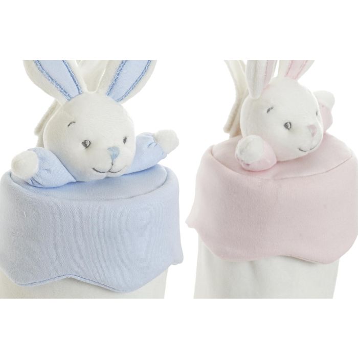 DKD Home Decor Portabiberón para Bebé Colección Happy Rabbit con Conejito Poliéster Zipper Azul Celeste Rosa 10x30x9 cm (6 Unidades) 1