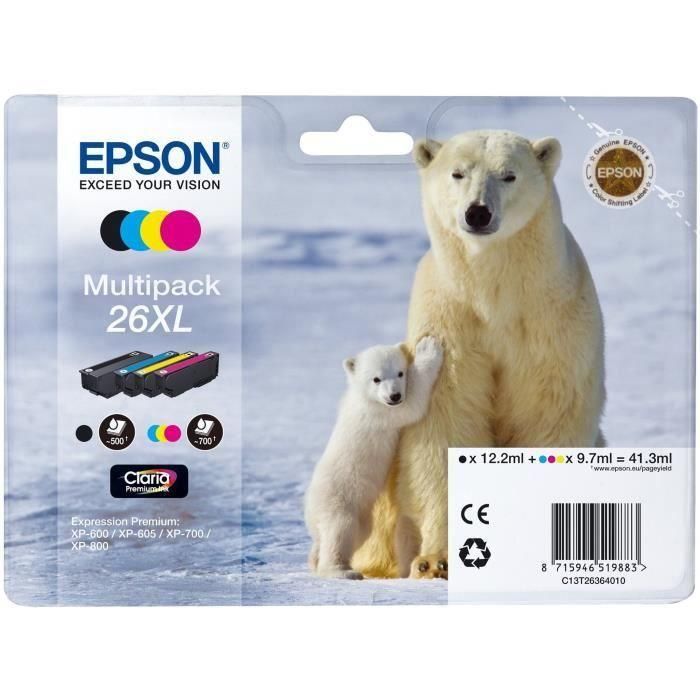 Epson Multipack Bk-C-M-Y Claria Premium Xp 510 520 600 605 610 615 620 625 700 710 720 800 810 820 - 26XL Alta Capacidad 1 Epson Multipack Bk-C-M-Y Claria Premium Xp 510 520 600 605 610 615 620 625 700 710 720 800 810 820 - 26XL Alta Capacidad 1