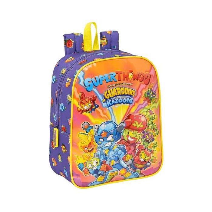 Mochila Escolar SuperThings Guardians of Kazoom Amarillo Morado 22 x 27 x 10 cm