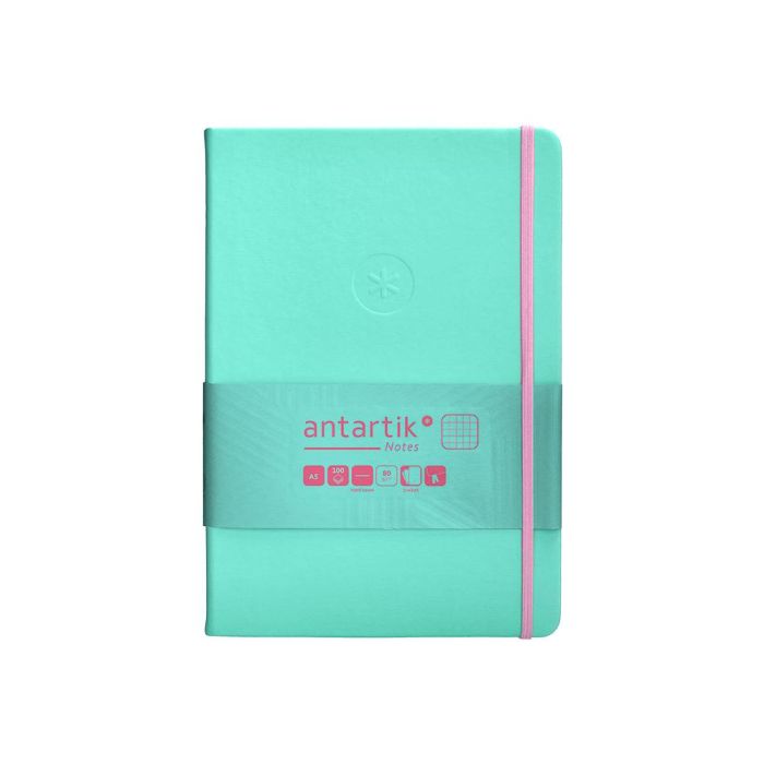 Cuaderno Con Gomilla Antartik Notes Tapa Dura A5 Hojas Cuadricula Rosa Y Turquesa 100 Hojas 80 gr Fsc 1