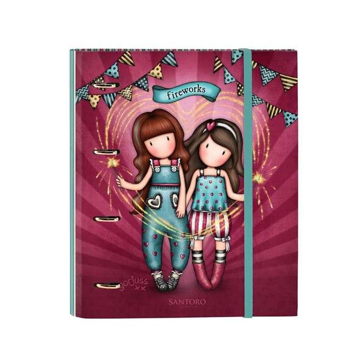 Carpeta de anillas Gorjuss Fireworks Granate (27 x 32 x 3.5 cm)