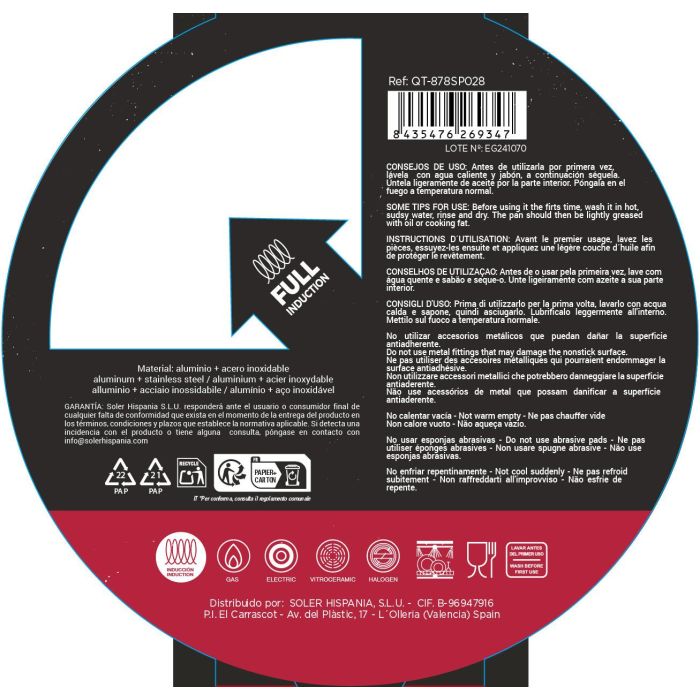 Quttin Sartén 28 cm Aluminio Forjado Inducción Full Spiral (4 Unidades) 7