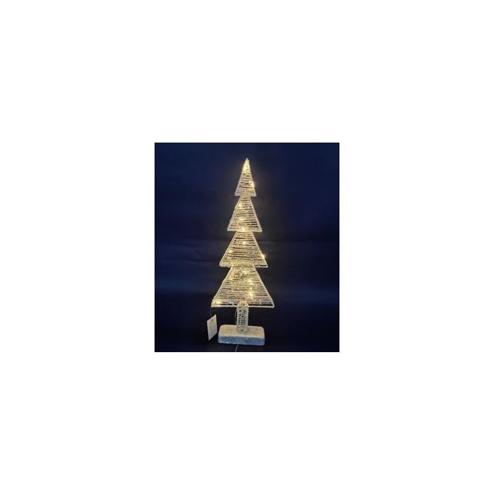 DKD Home Decor Decoración Navideña Luminosa Moderna LED de Metal Blanca - 50 cm Alto x 18 cm Ancho x 6 cm Largo - Pack de 2 Unidades