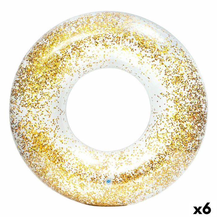 Flotador Hinchable Donut Intex Transparente Purpurina Ø 119 cm (6 Unidades)