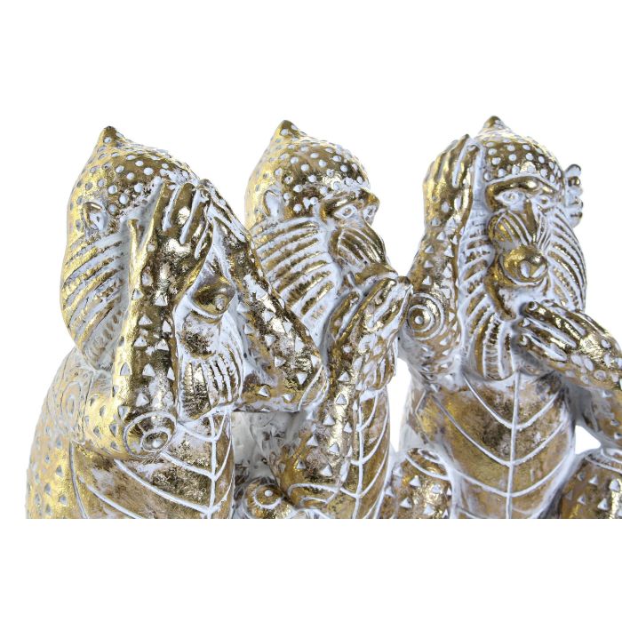 DKD Home Decor Figura Decorativa Tropical Monos de Resina Dorada 16,2x21x11 cm 1