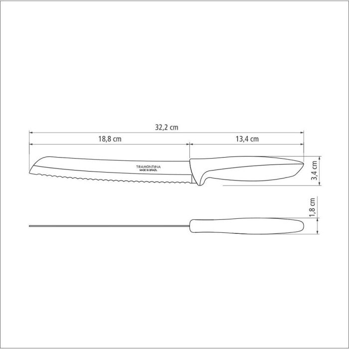 Cuchillo para pan 8" plenus negro tramontina 3