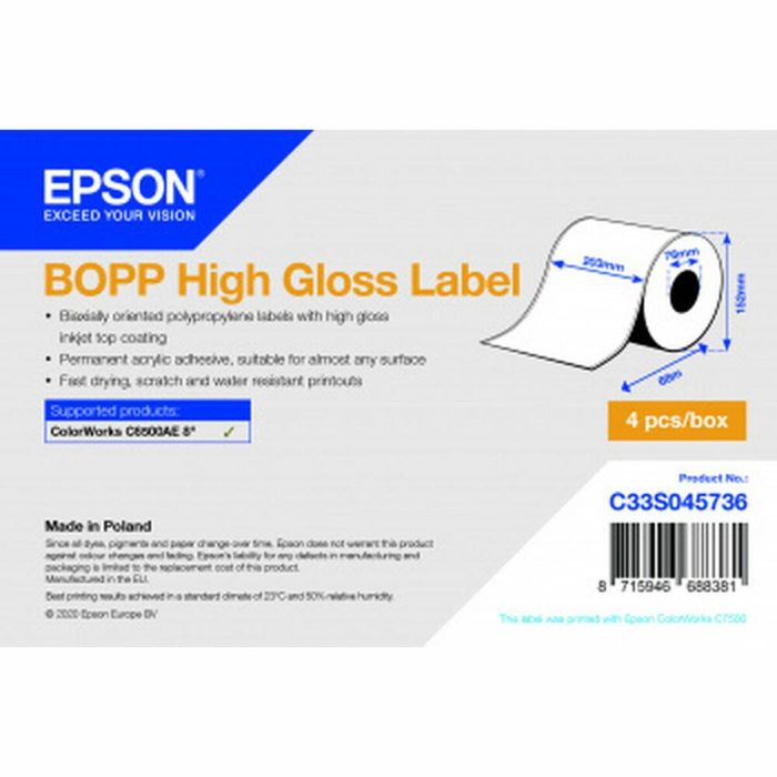 Etiquetas para Impresora Epson C33S045736 Brillante Ø 70 mm (4 Unidades)