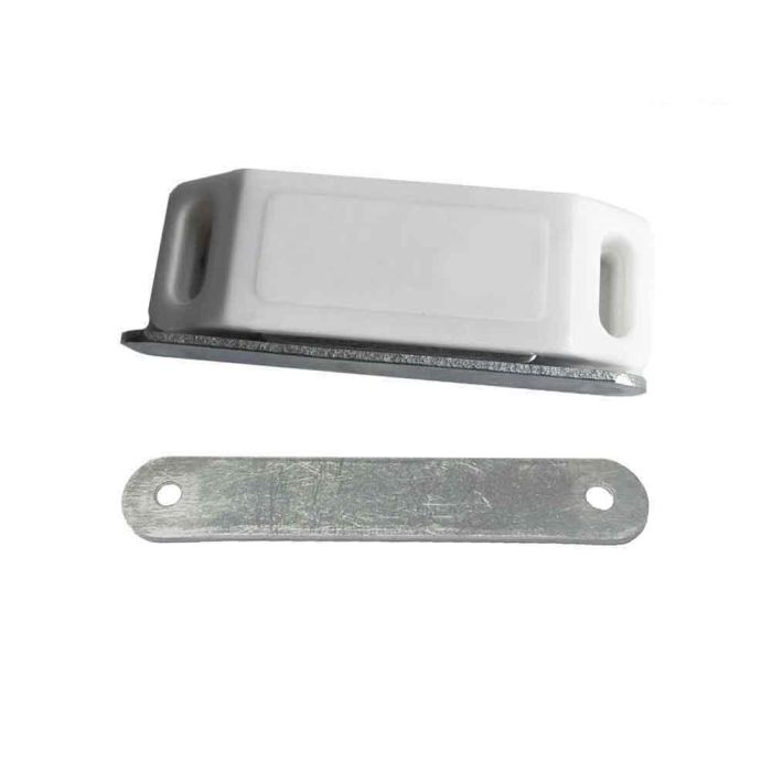 Edm Imán para puerta de armario blanco, acero/polipropileno, 2 piezas (1 imán + 1 placa), 75 x 15 x 24 mm 0 Edm Imán para puerta de armario blanco, acero/polipropileno, 2 piezas (1 imán + 1 placa), 75 x 15 x 24 mm 0