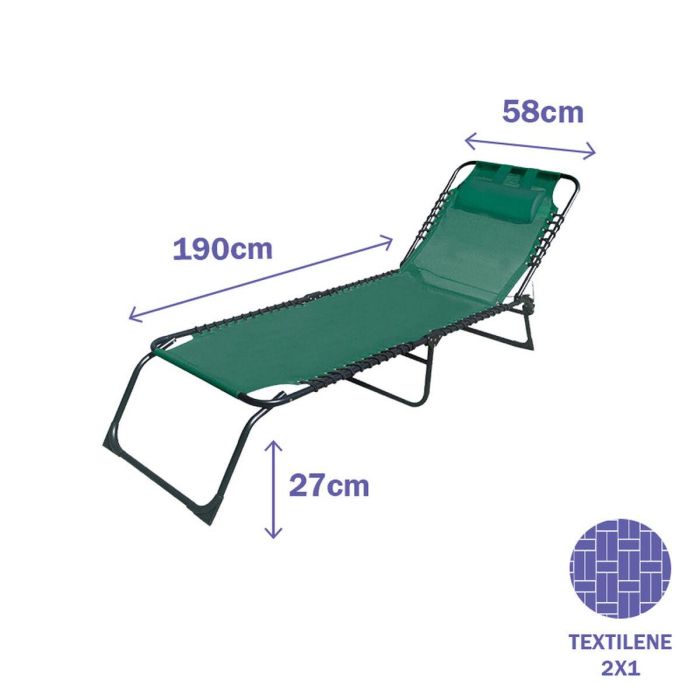 Marbueno Tumbona Plegable Acero Con Cojin Jardin y Piscina 190X58X27 cm Verde 10002 2 Marbueno Tumbona Plegable Acero Con Cojin Jardin y Piscina 190X58X27 cm Verde 10002 2