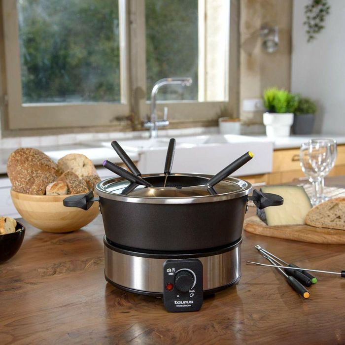 FONDUE TAURUS FF2 - 1000W - TERMOSTATO REGULABLE - CAPACIDAD 2L - 8 PINCHOS - ANTIADHERENTE - PIES ANTIDESLIZANTES 8