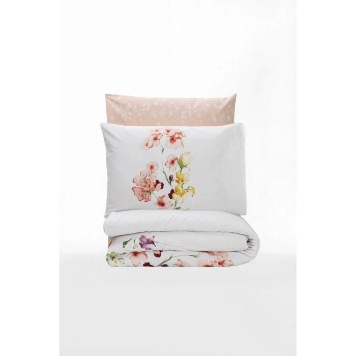Juego de cama - 1 funda nórdica 220x240 cm + 2 fundas de almohada 60x60 cm - 100% algodón - Blanco 2 Juego de cama - 1 funda nórdica 220x240 cm + 2 fundas de almohada 60x60 cm - 100% algodón - Blanco 2