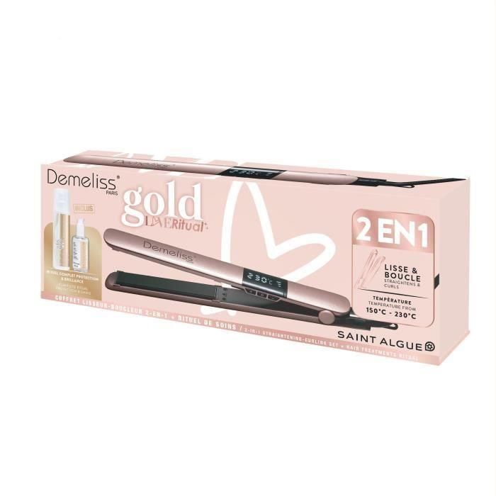 Saint Algue SAI3666085200499 Plancha de Pelo Demeliss Gold Love con Placa 25x120 mm y 2 Tratamientos Incluidos 1 Saint Algue SAI3666085200499 Plancha de Pelo Demeliss Gold Love con Placa 25x120 mm y 2 Tratamientos Incluidos 1