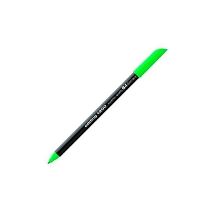 Edding Rotulador 1200 Punta Fina 1 mm Verde Neón - Fibra Base Agua para Papel Claro (Pack 10 Unidades) (10 Unidades)