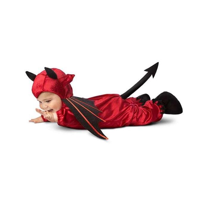 Disfraz bebé diablo gorro, alas, mono con cola y patucos talla 7-12 m 2 Disfraz bebé diablo gorro, alas, mono con cola y patucos talla 7-12 m 2